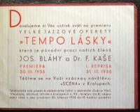 Kralupy nV, Scéna, Tempo lásky, prem,operety,pozvánka,1935