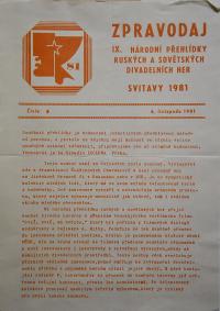 Svitavy, Národní přehlídka ruských a sovětských divadelních her, Zpravodaj č. 8, 1981