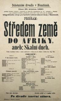 Němčice, SDO, Středem země do Afriky aneb Skalní duch - plakát, 1880