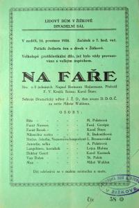 Praha-Žižkov, Jednota žen a dívek, Na faře - plakát, 1924