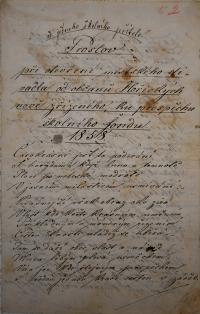 Hořice, JDO, Proslovy, referáty, přednášky, otevření divadla, 1858