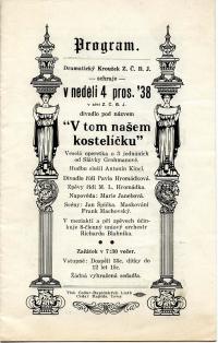 Cedar Rapids, Dramatický kroužek Z.Č.B.J., V tom našem kostelíčku - program, 1938