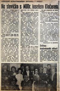 Osek, novinový článek o ochotnickém divadle