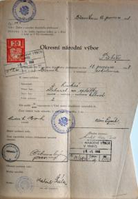 Třebíč, Okresní národní výbor, povolování představení, 1948