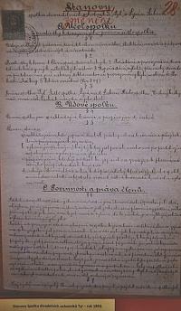 Lysá nad Labem, výstava DIVADLO JE PODIVUHODNÁ VĚC..., Stanovy spolku, 1893, výstavní panel, 2018