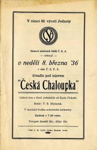 Cedar Rapids, Ochotníci řádů, Česká chaloupka - program, 1936