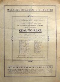 Chrudim, Pěvecká škola Marie Kuchynkové, Král to řekl - plakát, 1924