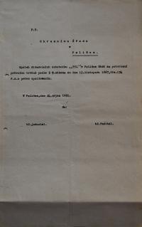 Polička, Spolek divadelních ochotníků, žádost o potvrzení právního trvání, 1931