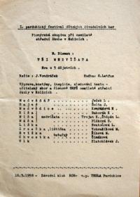 Pardubice, I. pardubický festival Dětských divadelních her, program festivalu, 1958