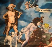 Praha, Divadlo Spejbla a Hurvínka, detail opony Spejblovo hudební zmatiné, 2010