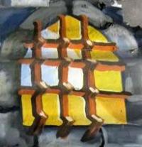 Starý Týn, část dekorace vězení,  malba na papíru, detail