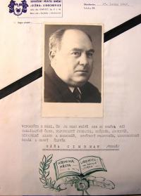 Cimerman-Tesař Václav, zápis v kronice souboru