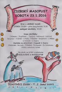 Zdiby, Ochotníci, Masopust - plakát, 2016