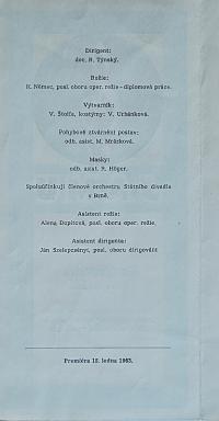 Brno, Svatoboj, Operní studio, La Traviata - program, 1963