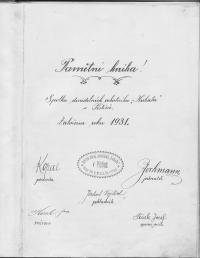 Pištín, Kubata, pamětní kniha 1931–1951, úvodní strana 1931