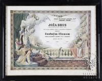 Joža Brus čestným členem souboru Tyl v Cukmantlu /Zlaté Hory/, 1947