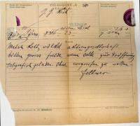 Liberec, Reichenberger Stadttheater, zahájení, telegram arch. Fellnera, 1883