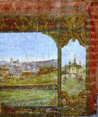 Havlíčkův Brod, Ochotníci, detail opony veduta města, 1873