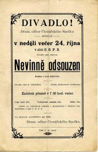 Cedar Rapids, Čtenářský spolek, Nevinně odsouzen - program, 1918