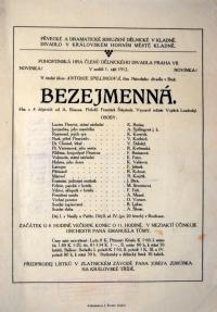 Praha-Bubny, Dělnické divadlo, Bezejmenná - plakát, 1912