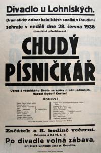 Chrudim, Katolické spolky, Chudý písničkář - plakát, 1936