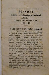 Polička, Spolek divadelních ochotníků, Spolkové stanovy, tisk, 1880