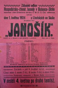 Boháňka-Skála, Hospodářsko-čtenářská beseda, Janošík - plakát, 1924