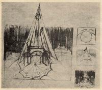 Peroutková Eliška, návrh scény, Emigrant (Jirásek), absolventská práce ze scénografické školy SČDO , Amatérská scéna, 1982, č.1, s. 4.