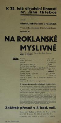 Počátky, Sokol, Na roklanské myslivně - plakát, 1935