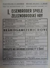 Nový Bydžov, Jirásek, Plakáty, Železný Brod, Tyl, I. Železnobrodské hry - plakát, 1942