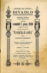 Cedar Rapids, Ochotnické družstvo, Cestička k srdci - program, 1930