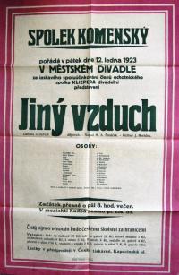 Jihlava, Klicpera, Komenský, Jiný vzduch - plakát, 1923