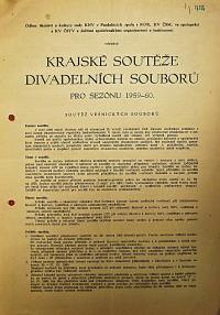 Pardubice, KNV, propozice krajských soutěží divadelních kolektivů, 1959-1960