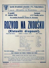 Praha-Bohnice, Tyl, Rozvod na zkoušku - plakát, 1938