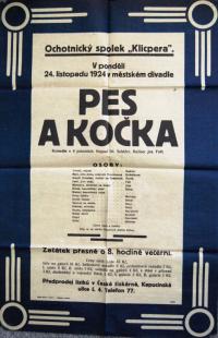 Jihlava, Klicpera, Pes a kočka - plakát, 1924
