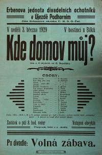 Podhorní Újezd, Erbenova jednota, Kde domov můj? - plakát, 1929