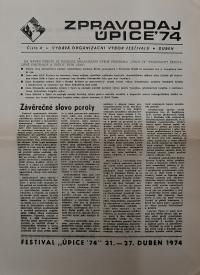 Hradec Králové, Krajské kulturní středisko, Impuls, Úpice, Festival současné divadelní tvorby, 1974