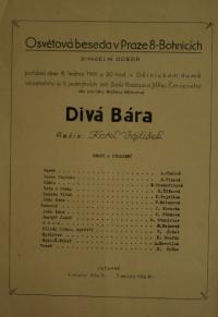 Praha-Bohnice, Osvětová beseda, Divá Bára - plakát, 1955