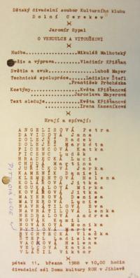Dolní Cerekev, DDS KK, O Vendulce a Vitouškovi - program, 1988