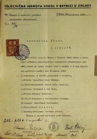 Jihlava, Okresní úřad Jihlava, žádost o povolení divadelního představení, 1939