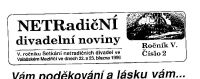 Hlavička zpravodaje: Netradiční divadelní noviny, 1996