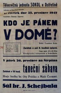 Ostřetín, Sokol, Kdo je pánem v domě? - plakát, 1947