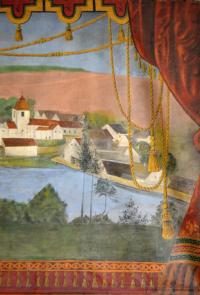 Popovice, detail opony, veduta obce před 1906