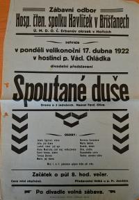 Bříšťany, Havlíček, Spoutané duše - plakát, 1922