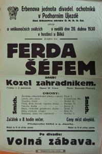 Podhorní Újezd, Erbenova jednota, Ferda šéfem - plakát, 1930