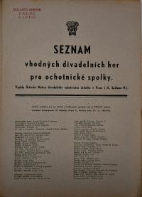 Jičín, Vojanův okrsek, Knihovna, Seznam vhodných divadelních her pro ochotnické spolky