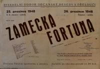 Přelouč, Besední ochotnické divadlo, Zámecká fortuna - plakát, 1948