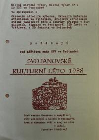 Svojanov, Svojanovské kulturní léto - program, 1988