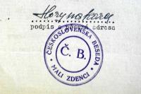 Mali Zdenci, Čs. beseda, razítko, 1935
