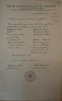 Dolní Lochov, Hasiči, volba funkcionářů, 1927